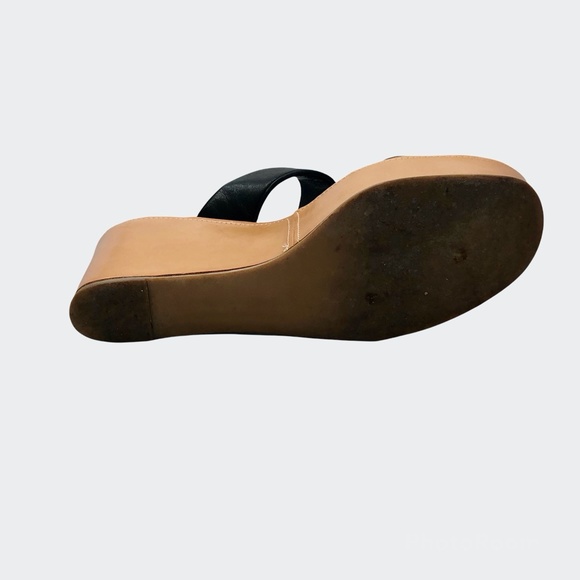 ROBERT CLERGERIE BLACK & TAN LEATHER PLATFORM WEDGES SIZE 8.5 - Picture 11 of 12